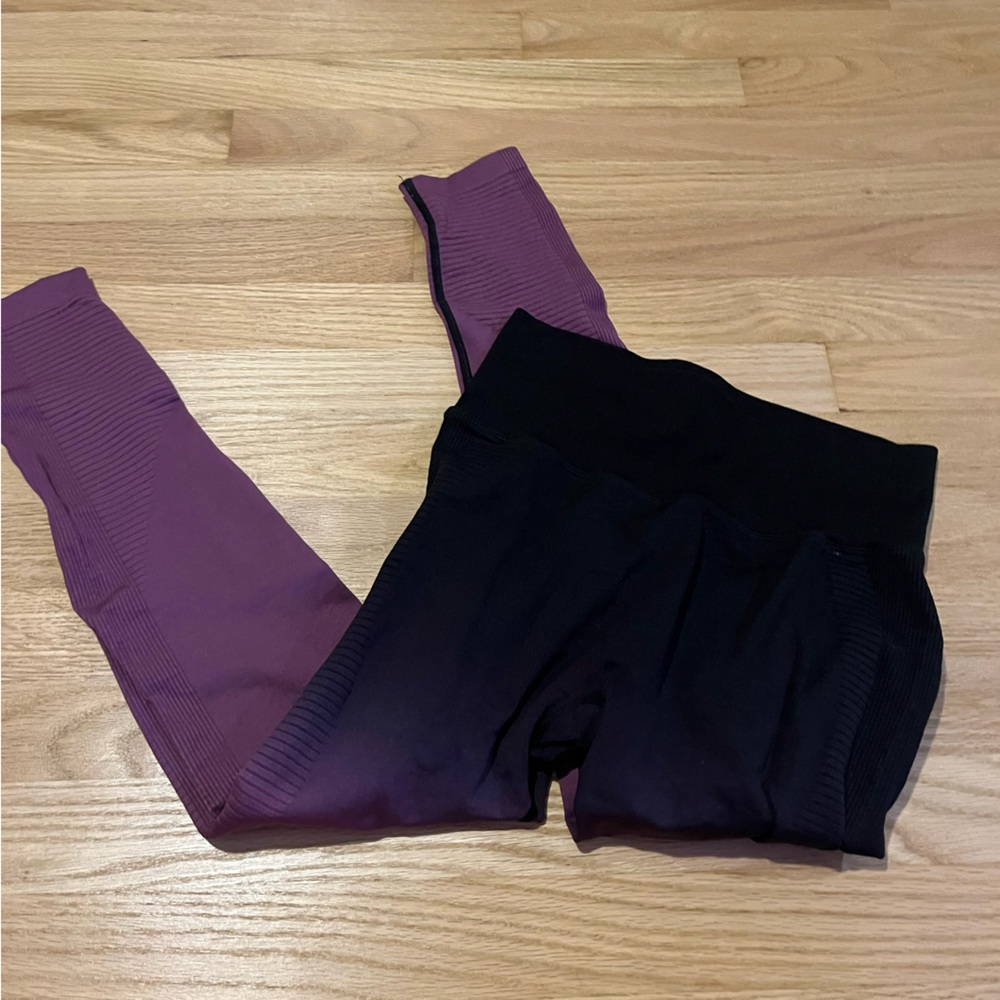 Allure Black and Purple Ombré Women's Leggings with butt scrunch